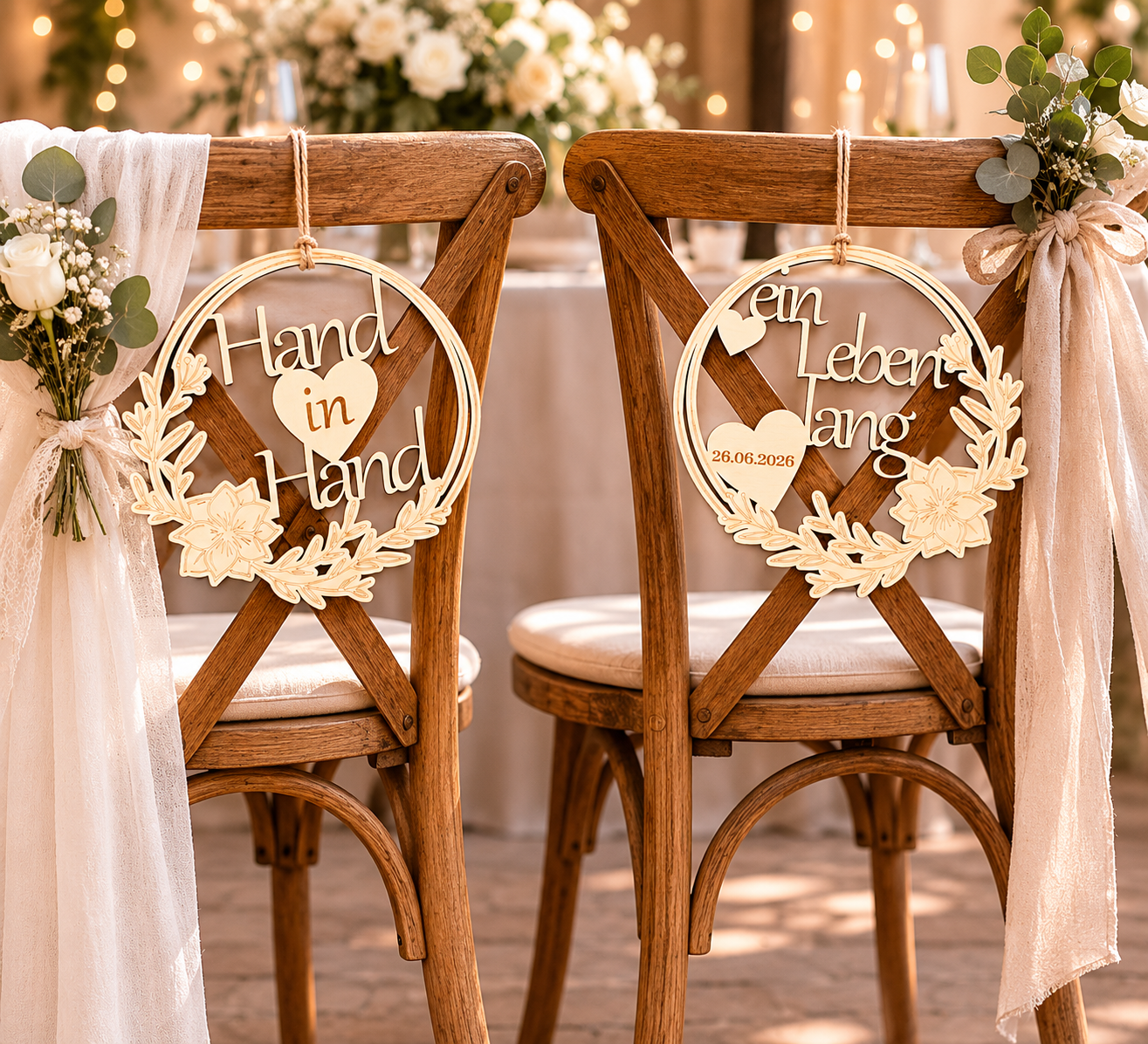 Stuhlschildpaar Hochzeit